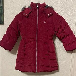 Toddler Girls 4T Calvin Klein Winter Jacket, Red with hood